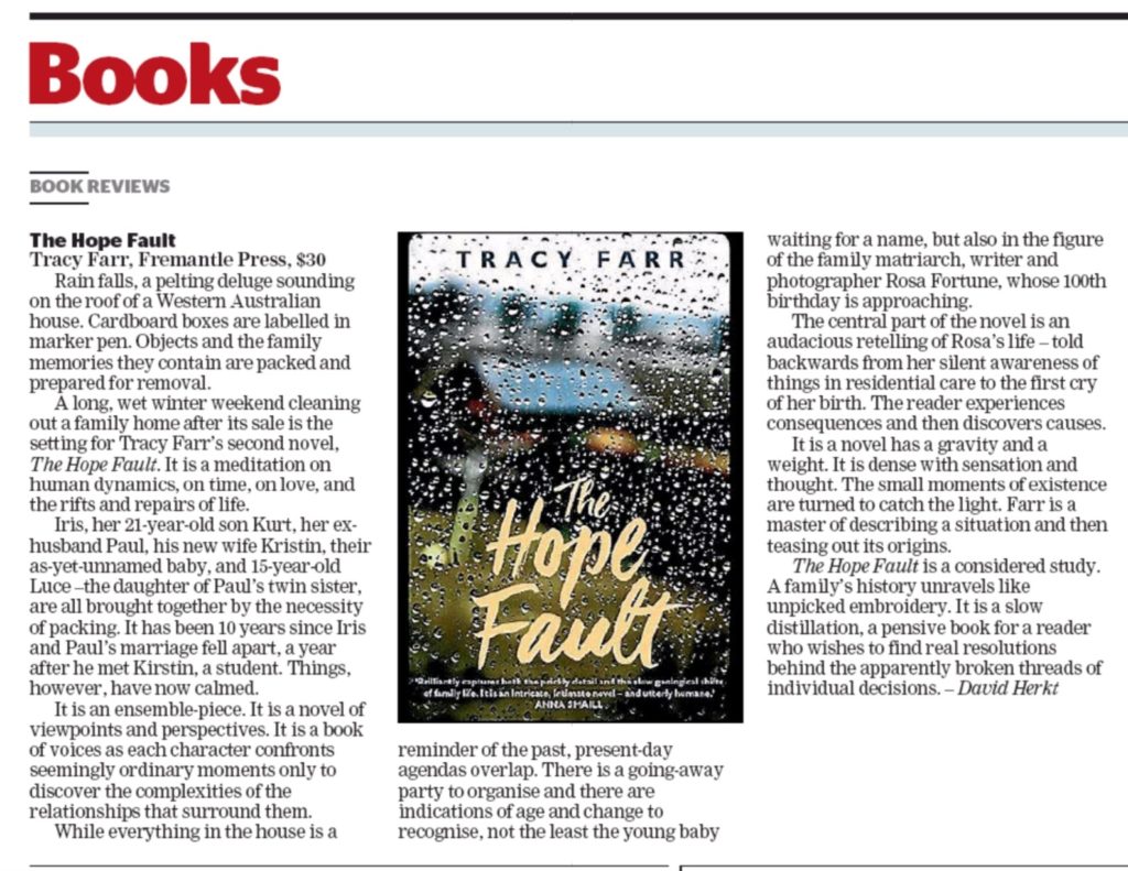 THE HOPE FAULT review Fairfax Regional (NZ) 18 March 2017