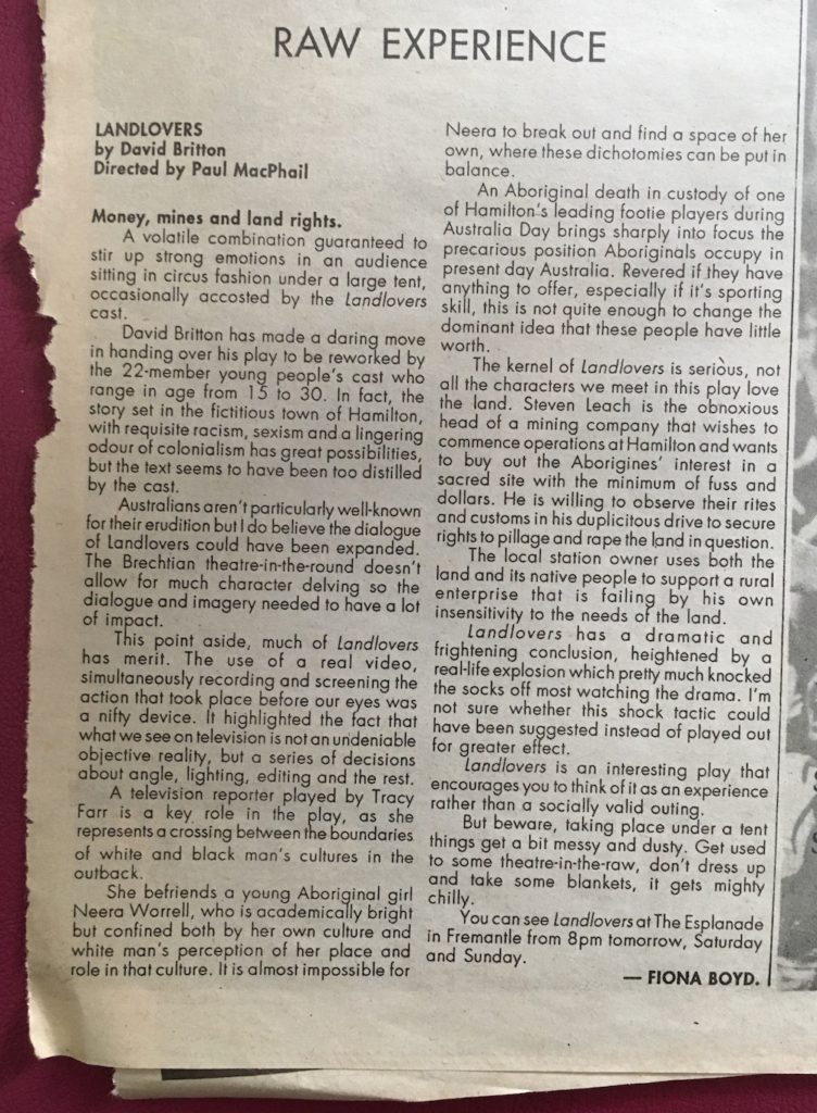 Review of Landlovers in XPress 25 Oct 1990