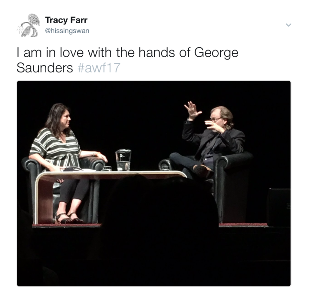 The hands of George Saunders